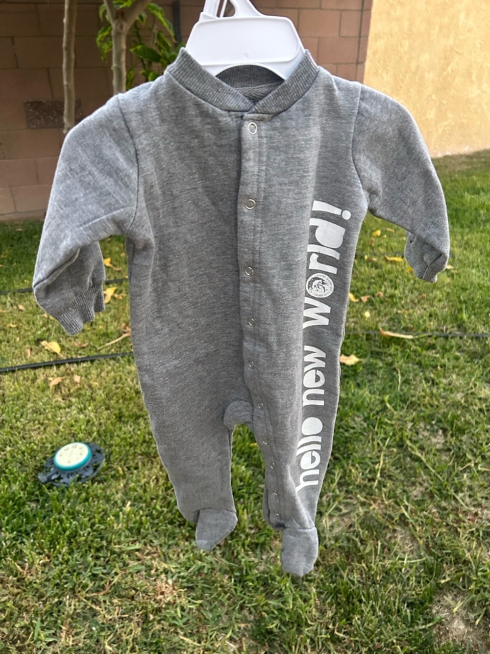 Diesel Grey Baby One-Piece Footed Sleeper with White Side Print